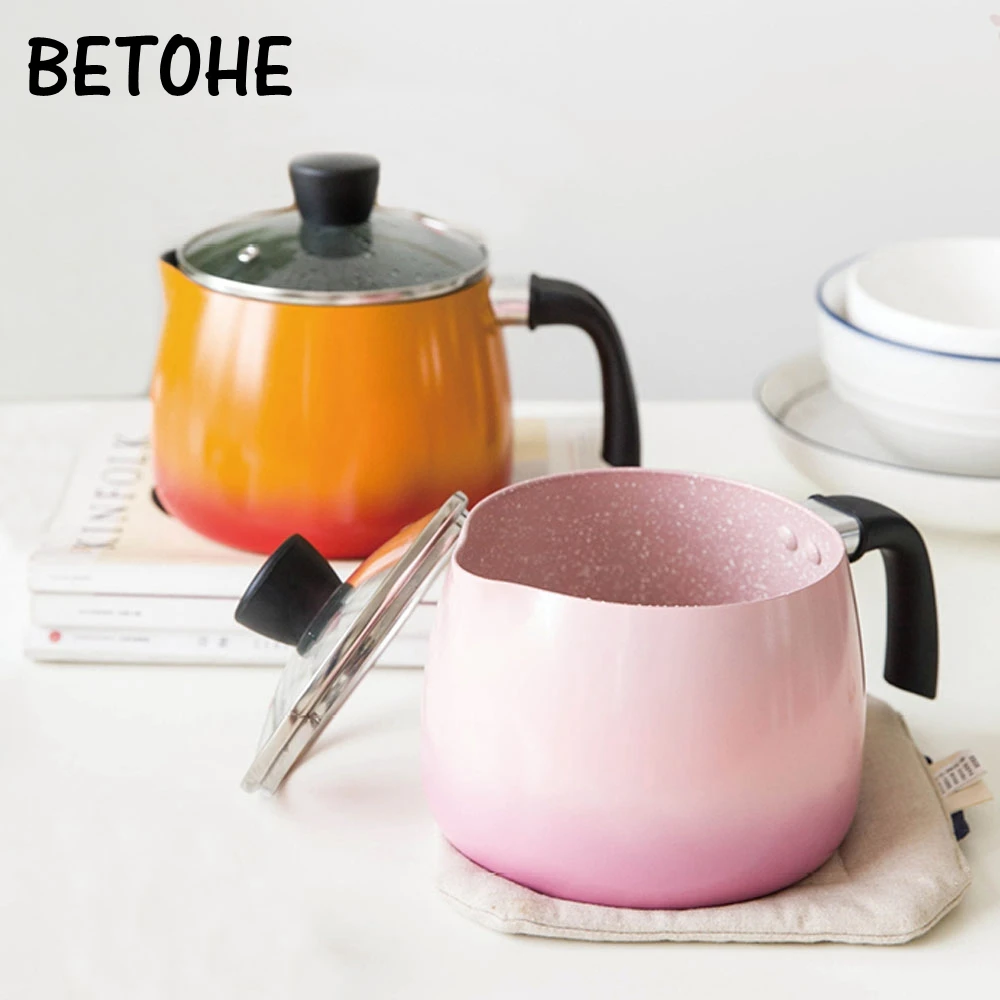 

BETOHE Colorful Soup pan Small Milk Pot Non-stick Soup Pot Noodle Pan Kitchen Household Cooking Tools