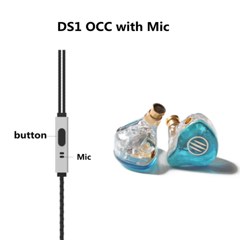 BGVP DS1 наушники с шумоподавлением Hifi DJ Hybrid technology In Ear Monitor High Fidelity MMCX наушники - Цвет: Blue With Mic