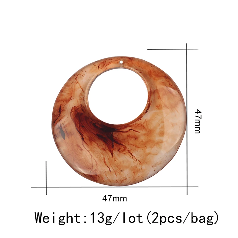 47 мм амулеты из уксусной смолы, подвеска, гладкий Большой Круглый Круг для рукоделия, серьги, Ювелирная подвеска, аксессуары для изготовления