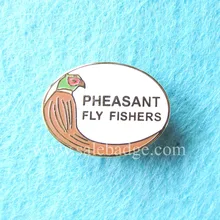 Заказной сувенир с птицей овальной формы позолоченный металлический значок птицы в сочетании с буквами