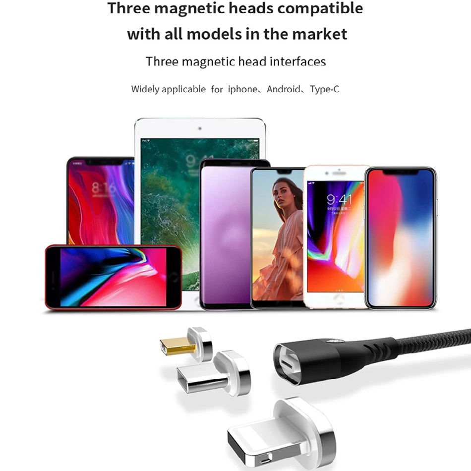 1 м 2 м Магнитный кабель Micro usb type C Быстрая зарядка Micro usb type-C Магнитный зарядный провод usb c для iphone X Xr Xs 11 USB кабель