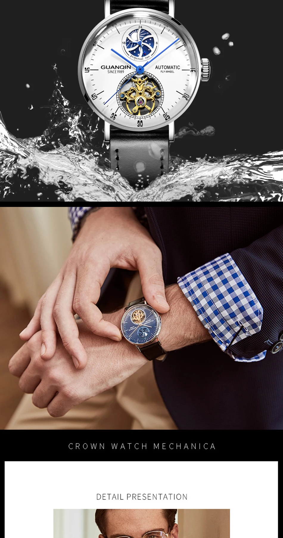 GUANQIN Топ Бренд роскошные часы механические часы для мужчин Автоматический Скелет турбийон водонепроницаемые мужские часы relogio masculino