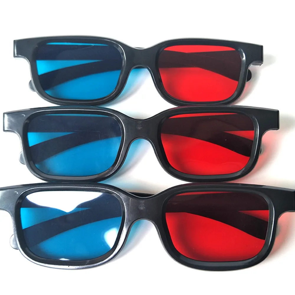 50pcs Light Plastic Wholesale Universal Adult Black Frame Red Blue Anaglyph 3d Glasses For Movie
