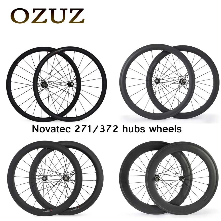 

OZUZ 700C 24mm 38mm 50mm 88mm Clincher Tubular Carbon Wheels Road Bike 23mm Width Novatec A271SB/F372SB Hub Wheelset V Brake