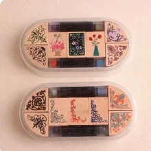 Новинка года кружево угол Woden штамп чернил Pad DIY деревянный Винтаж цветок ремесла марки для дневника украшения Скрапбукинг подарки