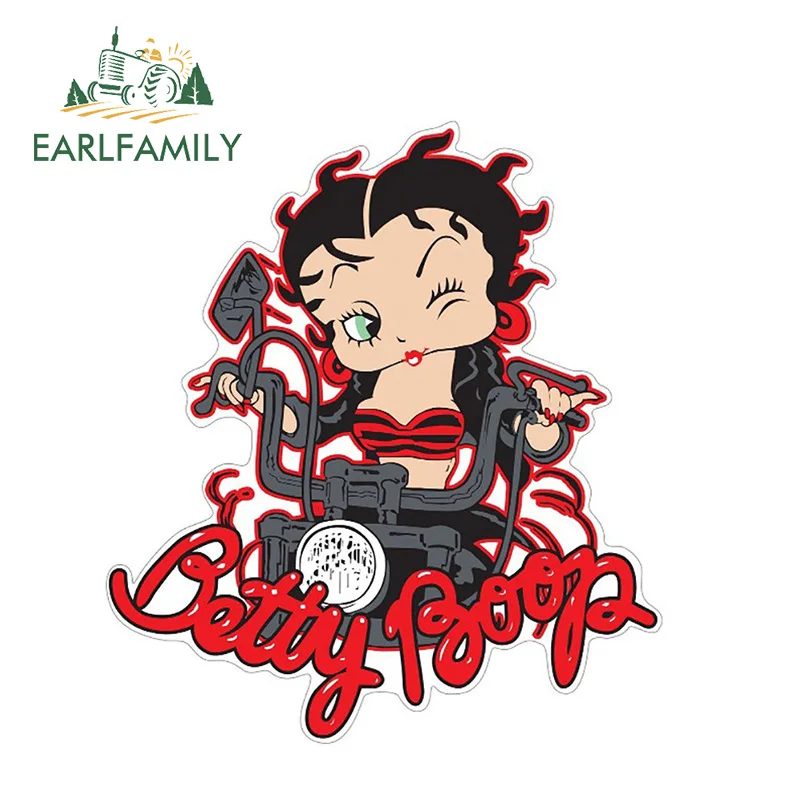 

EARLFAMILY 13cm X 11.6cm Betty Boop Biker Stickers Car Styling Vinyl Decals Graphic Decor Window Bumper Car Stickers