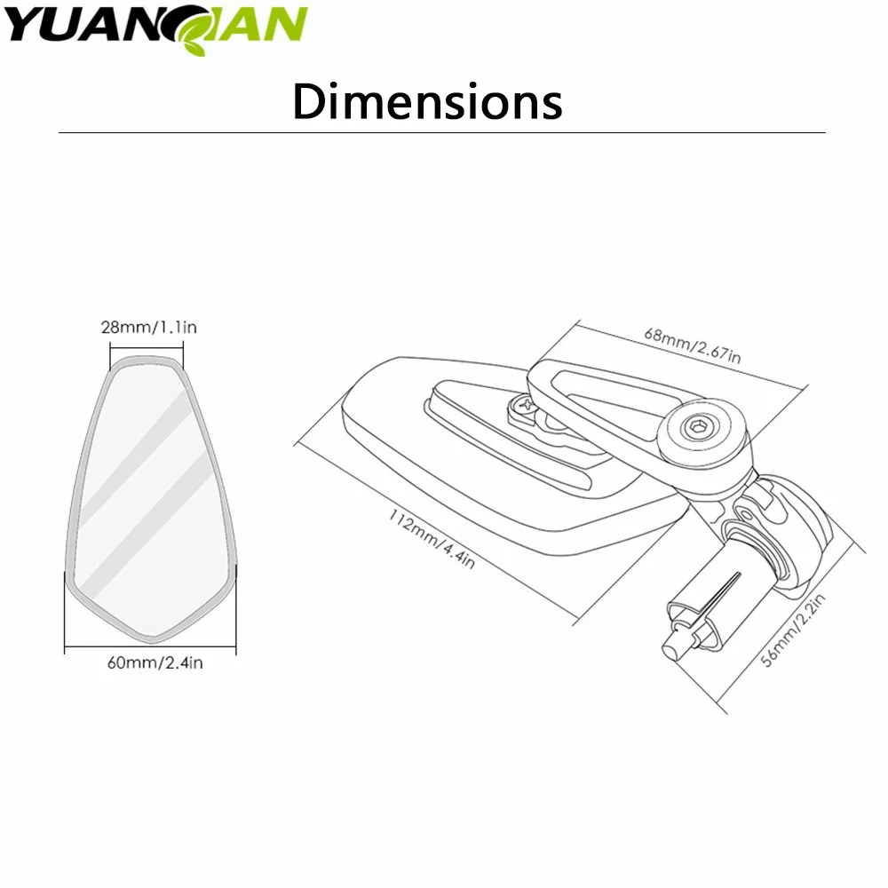 22 мм мотоциклетные зеркала мото боковые заднего вида для Yamaha R1 R3 R6 R125 FZ6 FZ1 FAZER XV 950