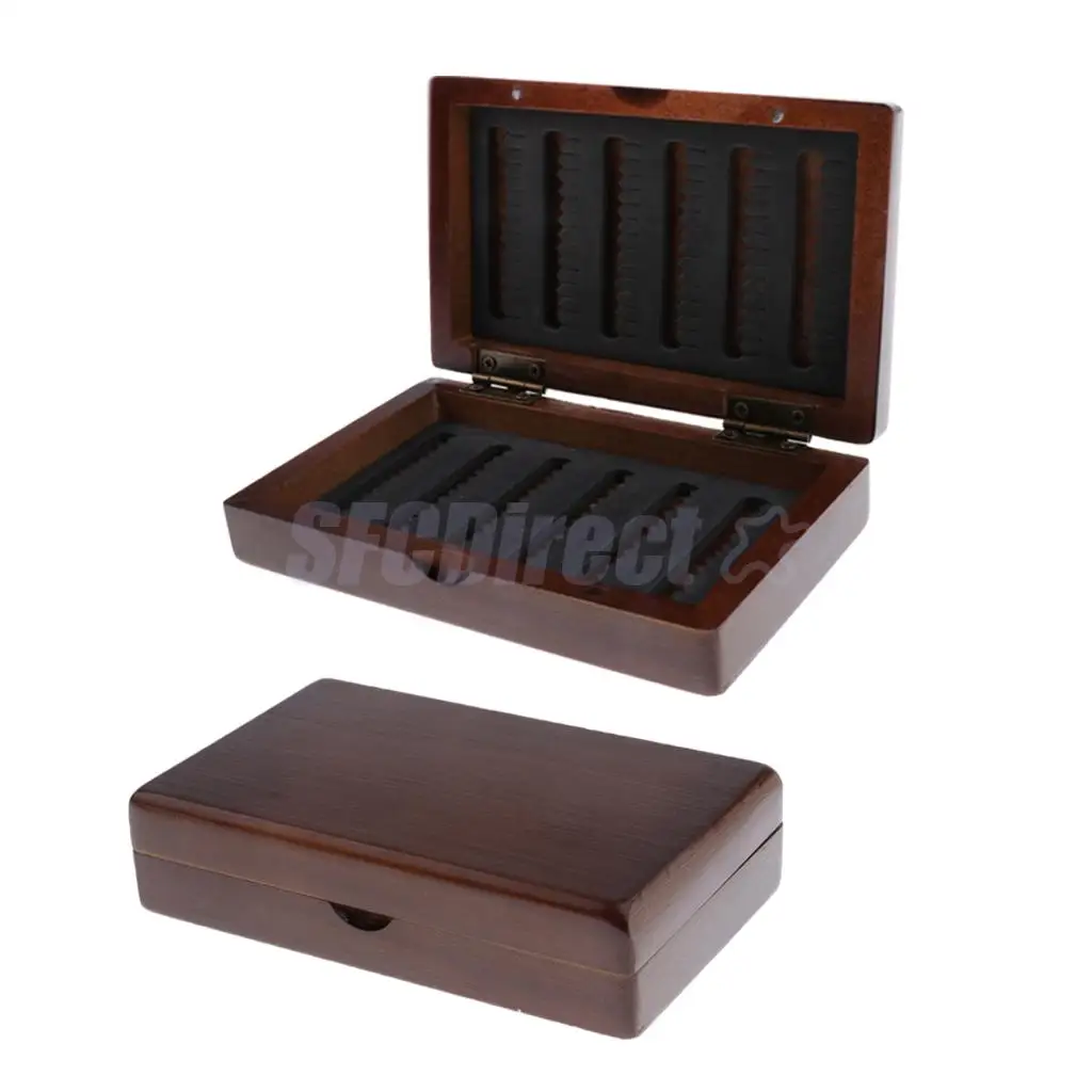 

2Pcs Retro Vintage Easy Grip Slit Foam Insert Wooden Fly Fishing Box Hook Baits Flies Storage Case