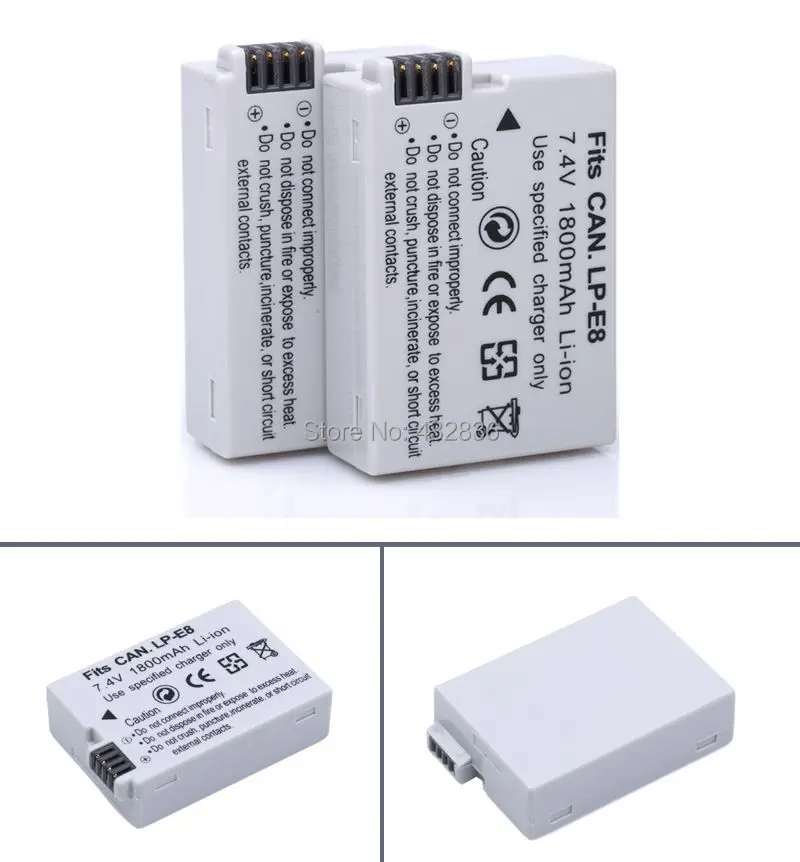 Hot 10pcs 1800mAh LP-E8 LP E8 LP E8 Li-ion camera Batteries Pack For Canon EOS Kiss X4 T2i 550D for canon accessories wholesale