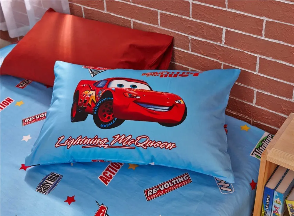 Комплект постельного белья с принтом молнии Mc queen Cars для детей, покрывало на кровать для мальчиков, хлопковое постельное белье, односпальное, королевское, голубое, с рисунком Диснея