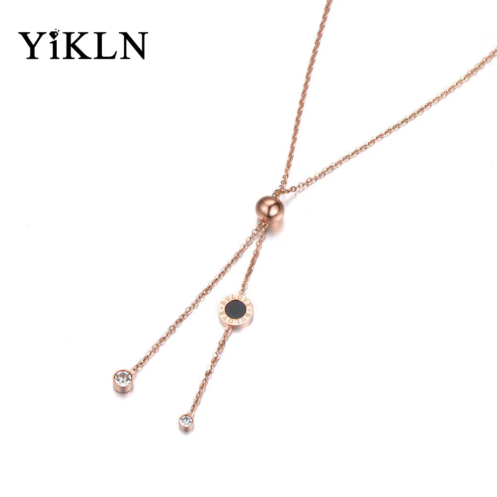 

YiKLN Trendy Round Ball & Cubic Zirconia Pendant Necklaces Jewelry Classic Titanium Steel Choker Necklace For Women YN18007