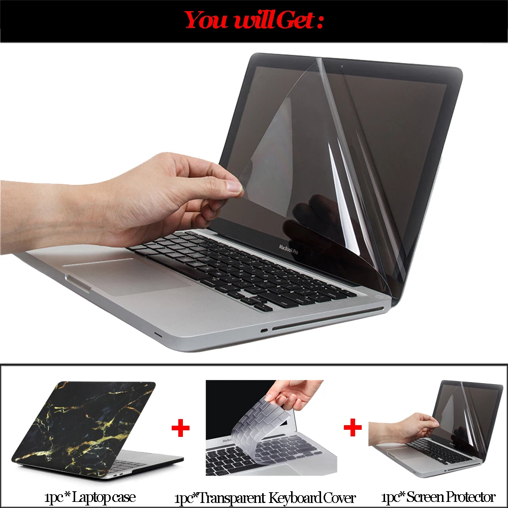 Чехол для ноутбука с мраморной текстурой Macbook Air Pro Retina 11 12 13 15 дюймов сенсорная