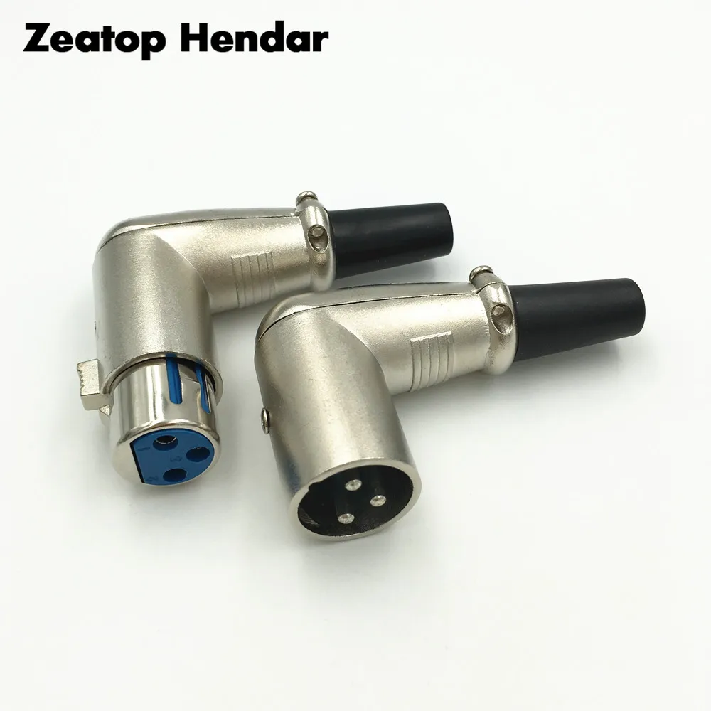 

1Pcs Right Angle 90 Degree Jack 3Pin XLR Male Female Plug Connector Microphone MIC Adapter for Speaker Cables