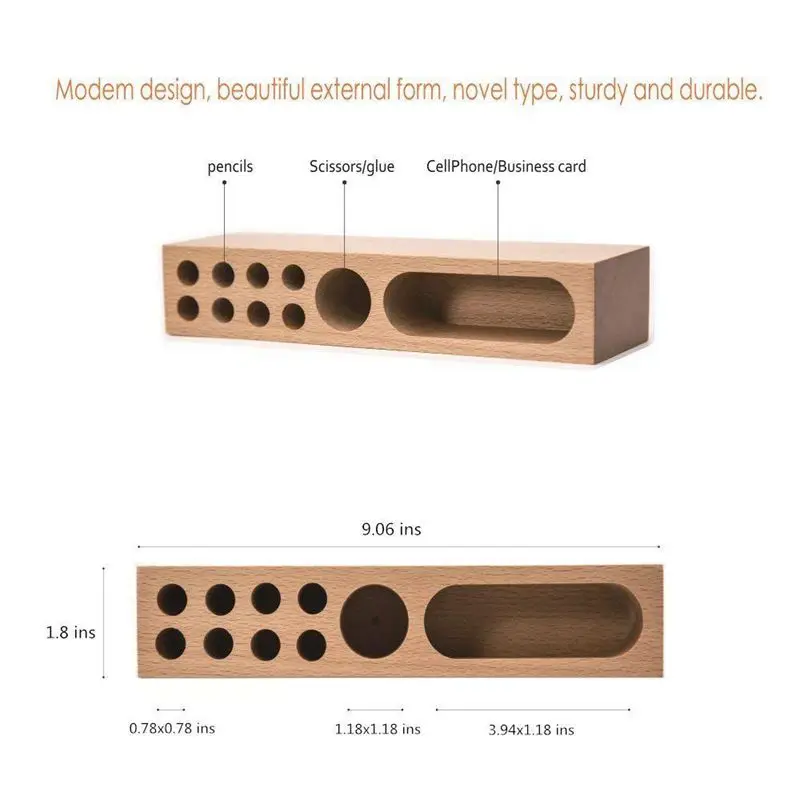 Горячие офисные принадлежности настольная коробка для хранения канцтоваров твердая деревянная подставка для ручек, подставка из дерева