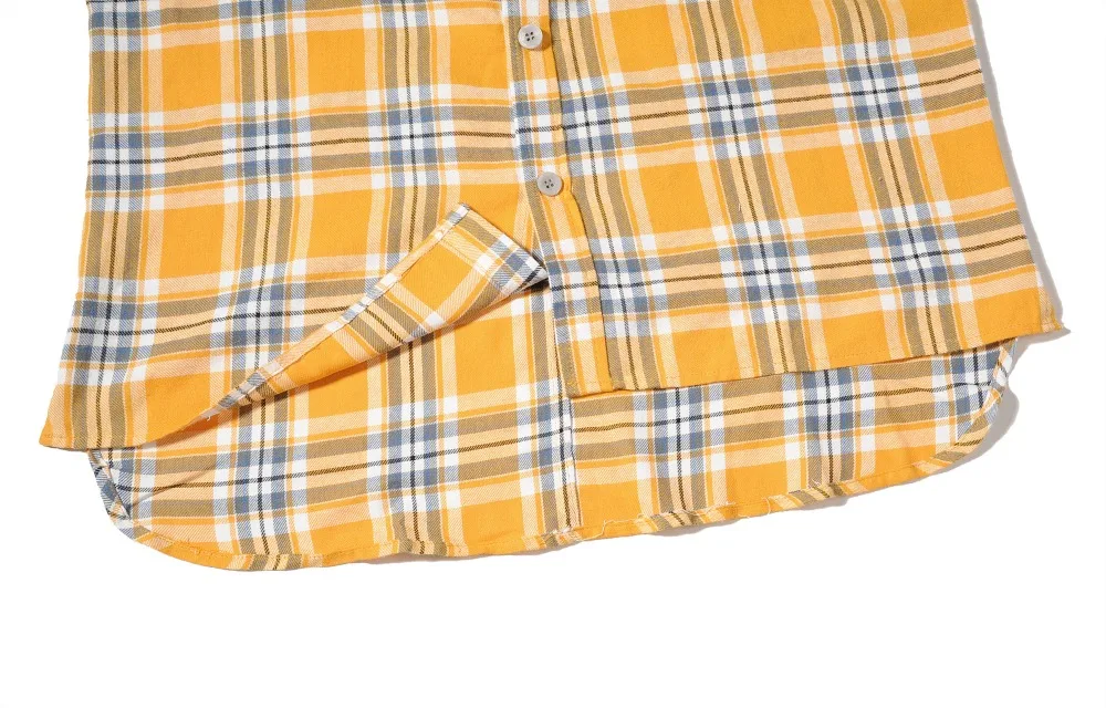 2018 US Hip Hop Most popular justin bieber FOG fog Men unisex flannel Long-sleeved plaid oversized dress shirt in red yellow
