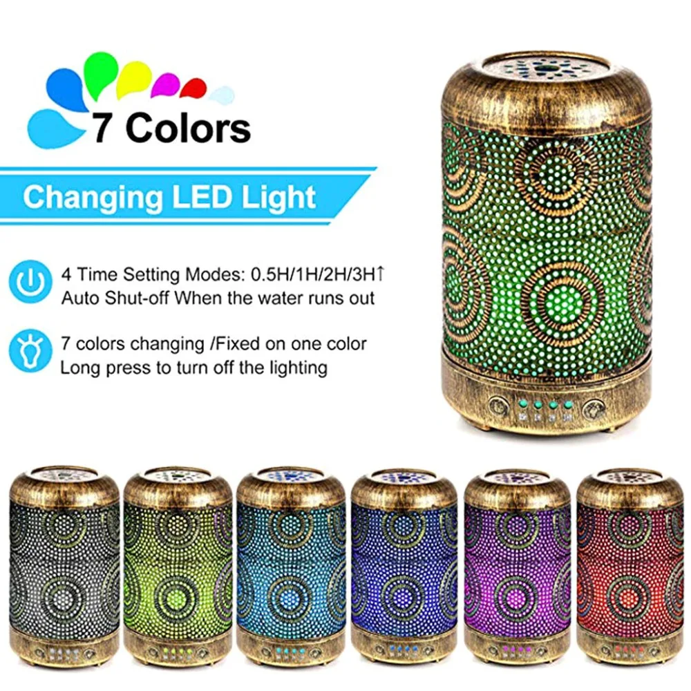 

Metal Art Humidifier Essential Oil Diffuser Aroma Aromatherapy Air Purifier Vintage Iron Lantern Style Household Accessory