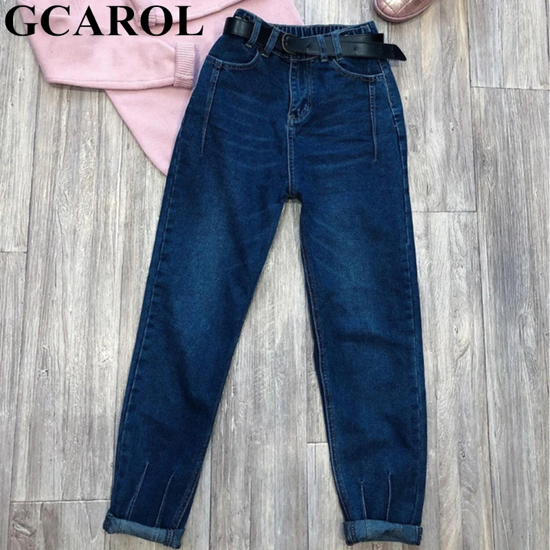 GCAROL 2018 New Collection Women Pencil Denim Pants High Waisted High Street Boyfriend Style Jeans In 3 Colors Plus Size 26-32