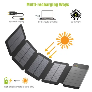 ALLPOWERS 10000mAh Solar Power Bank Waterproof Solar Charger External Battery Backup Pack for Cell Phone Tablets iphone Samsung 3
