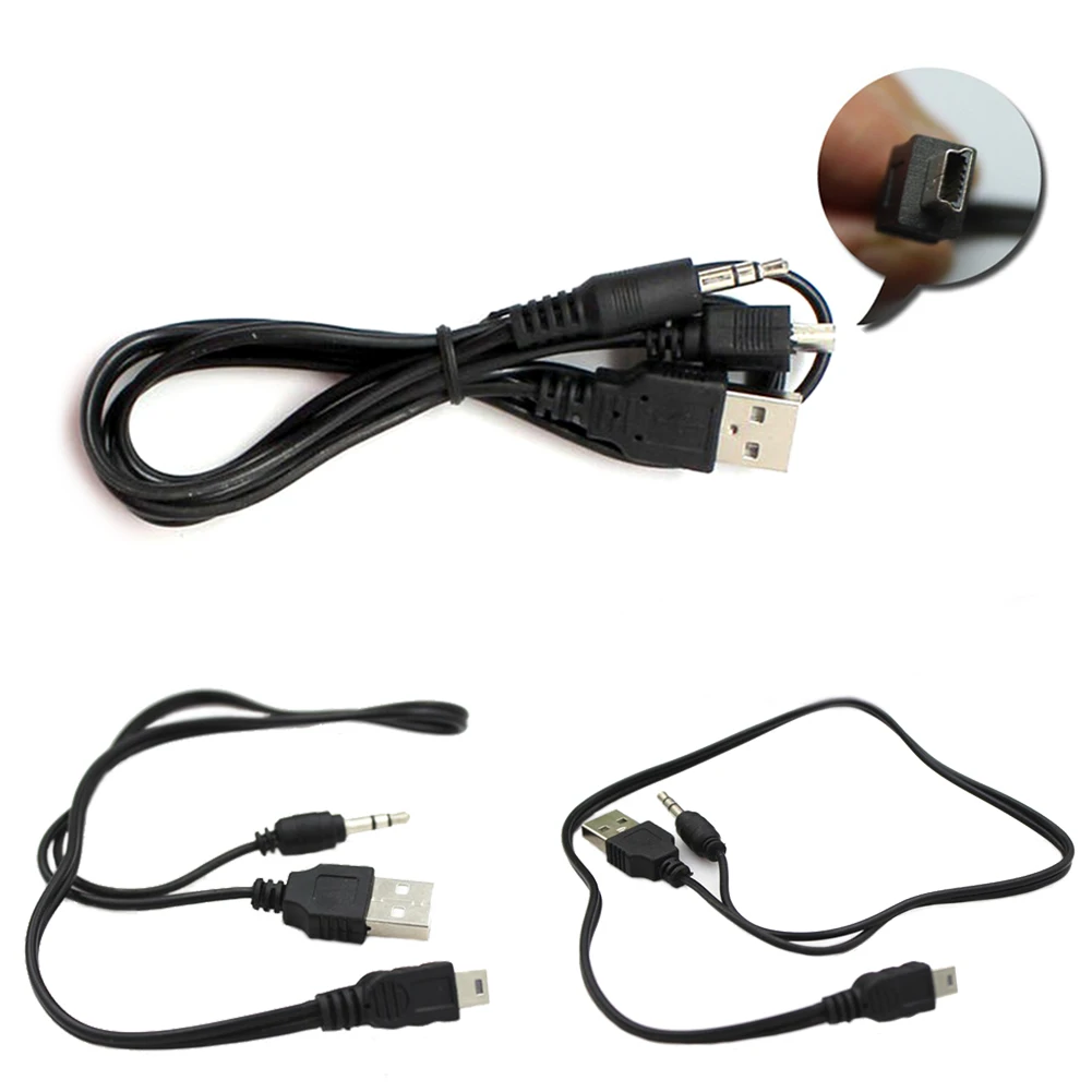 0,5 м динамик Дата кабель аудио провод 2 в 1 USB Мужской мини USB 5 Pin+ 3,5 мм Кабели AUX и зарядное устройство 2 в 1 кабель