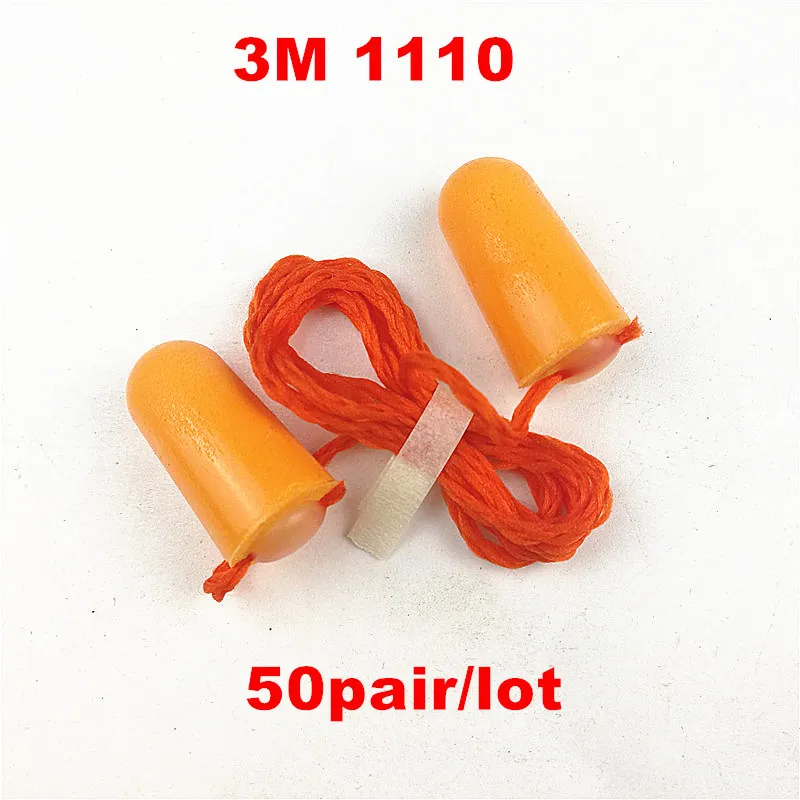 3M 1110 Series Foam Corded Earplugs, 100 Pairs