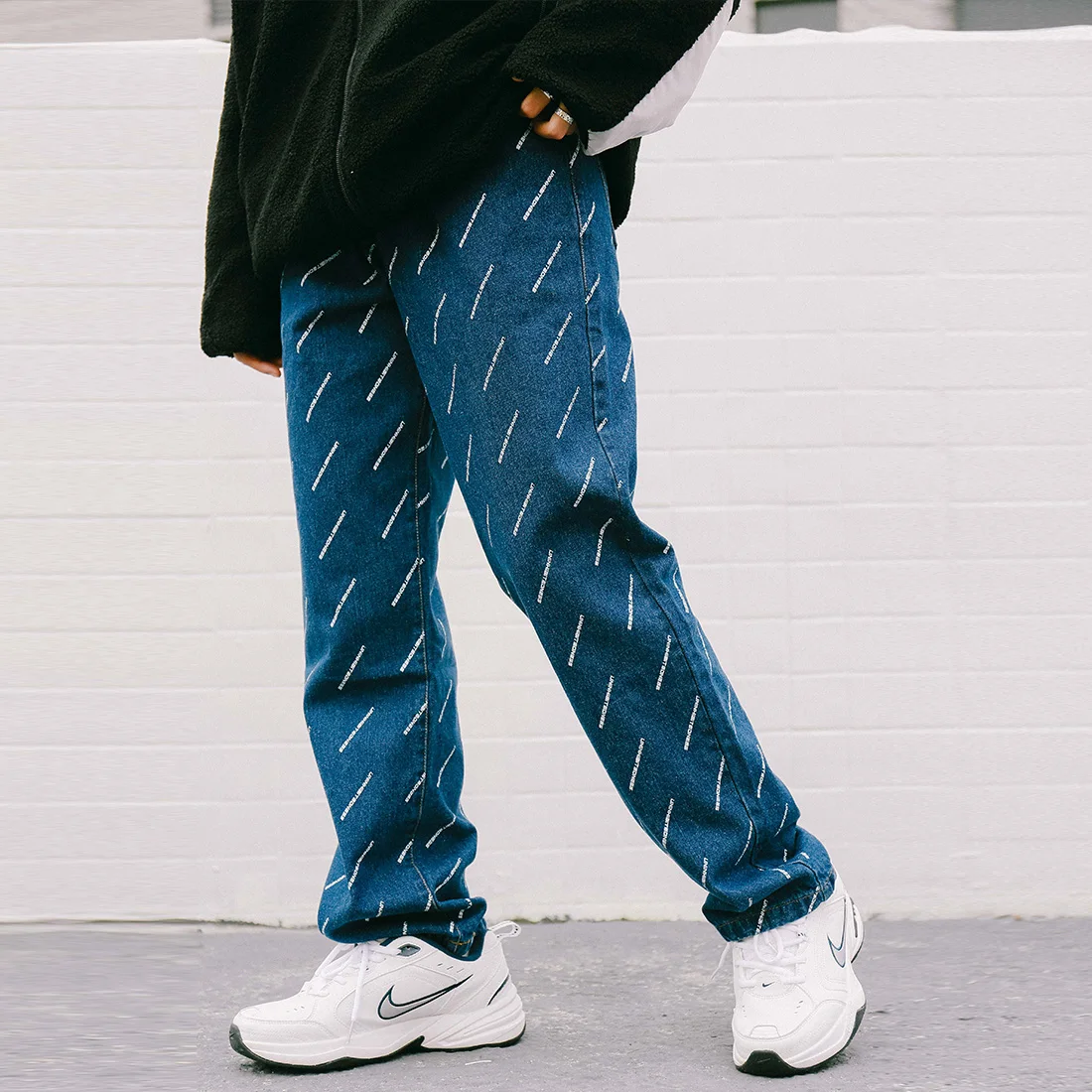 Aelfric Letter Printing Straight Trousers Loose Fashion Casual Jeans Hip Hop High Street Couple Denim Pants 2019 Spring Summer