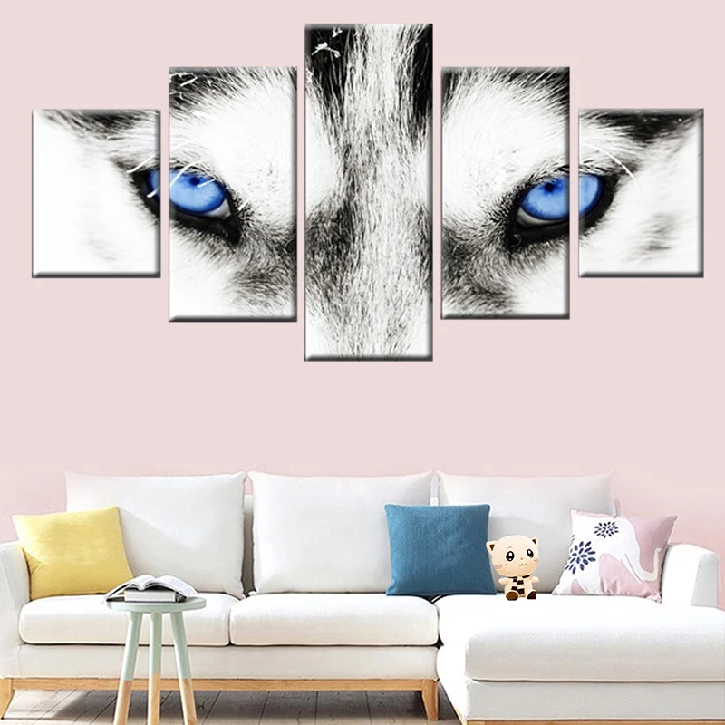 

Modern HD 5 Panel Animal Wolf Poster Painting Modular Print Canvas Living Room Wall Art Picture Home Decoration Frame