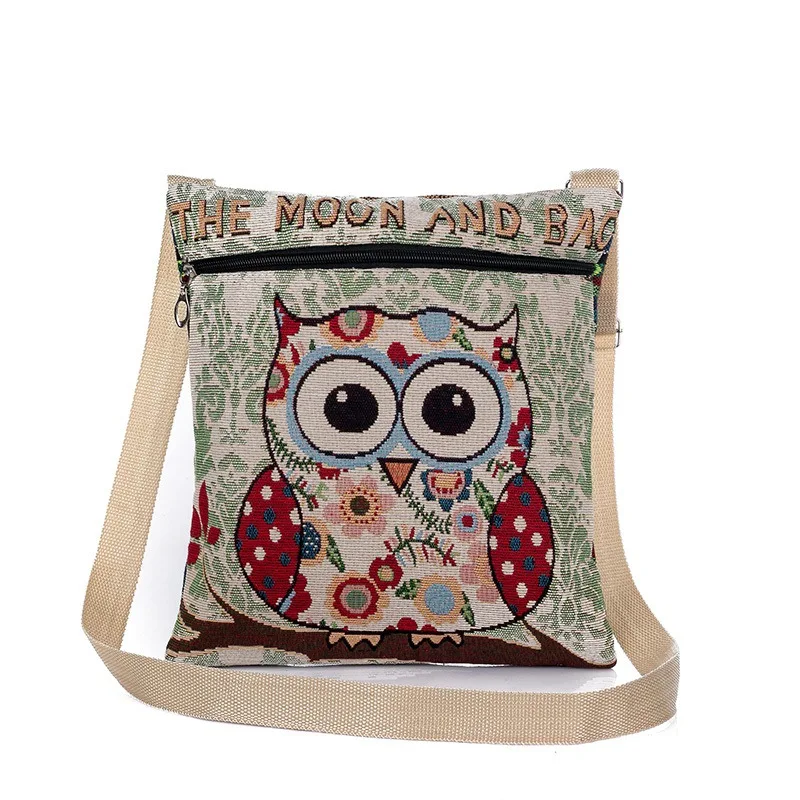 

Women Messenger Bags Cartoon Embroidered Owl Pattern Handbag Shoulder Bags Handbags Female Canvas Crossbody Bag Bolsa Feminina