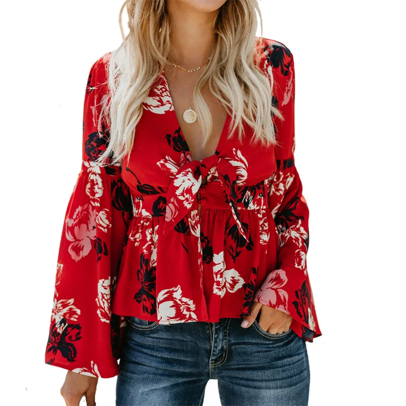 new women blouse fashion 2019 female womens top shirt ladies flare sleeve autumn fall  festivals classics clothing top xxl