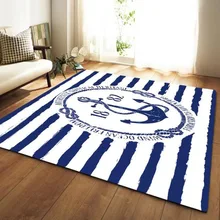 3D Printed Area Rugs Anchor Pattern Carpet for Living Room Bedroom Anti-slip Sofa Floor Mat Kitchen Carpet Yoga Mat Home Decor
