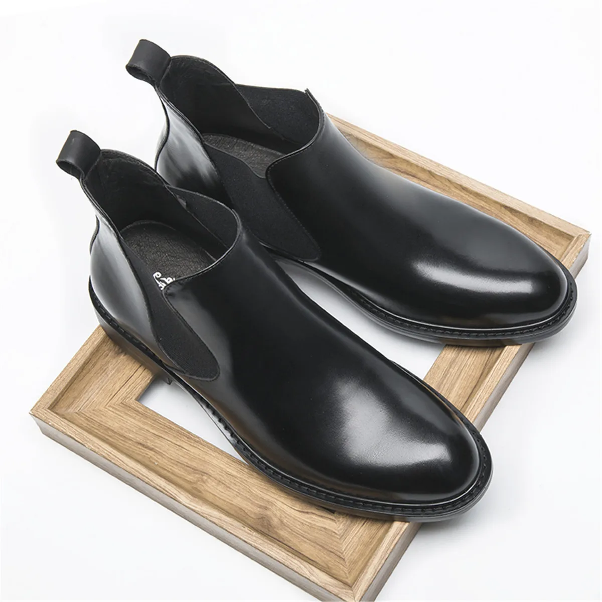 Модная теплая шерстяная стелька черная зимняя обувь мужские ботильоны натуральная кожа ботинки на платформе Мужские модельные сапоги