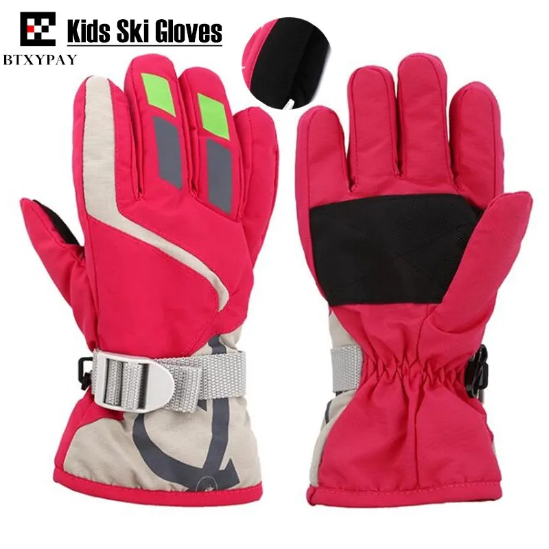 200 p Детские лыжные перчатки, зимние Бархатные Теплые детские спортивные лыжные перчатки водонепроницаемые ветрозащитные перчатки для