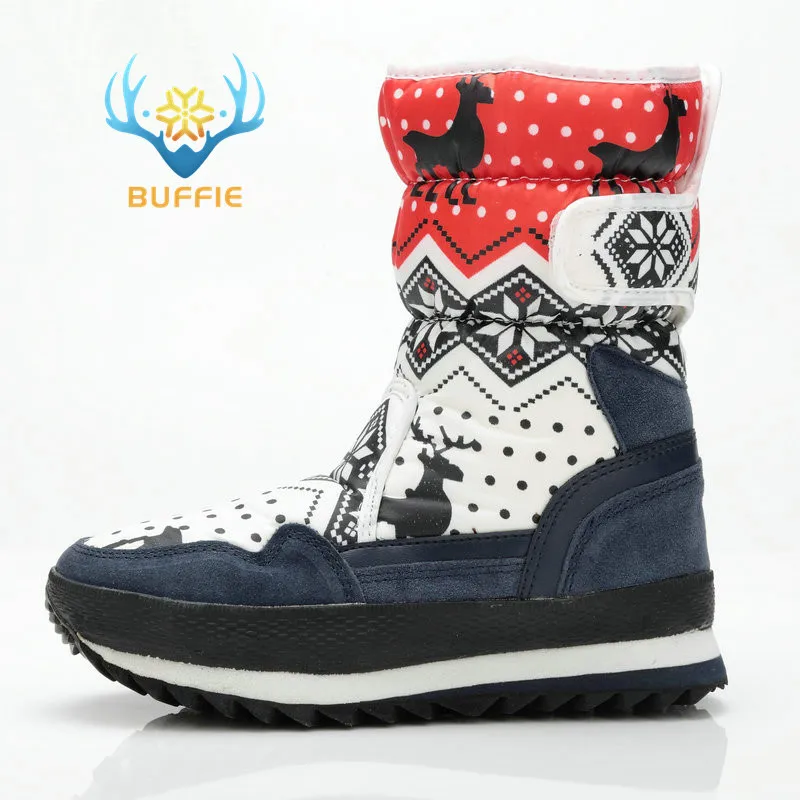 

Red winter boots women fashion wear snow boots girl mid-calf thick fur warm boots 2018 fabric Buffie brand winter shoe free ship