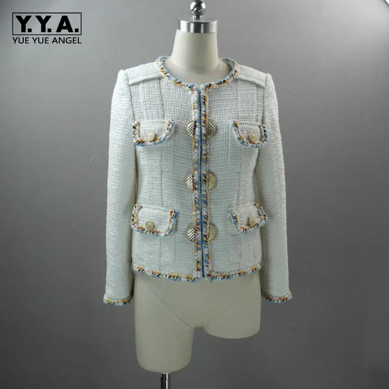 Office Sergé Spliced Femmes Manteau Lady Outwear Automne Fit Nouveau Slim Élégant Luxe Vestes Pic As Piste Court Veste 2018 Tweed De Style xOwH0