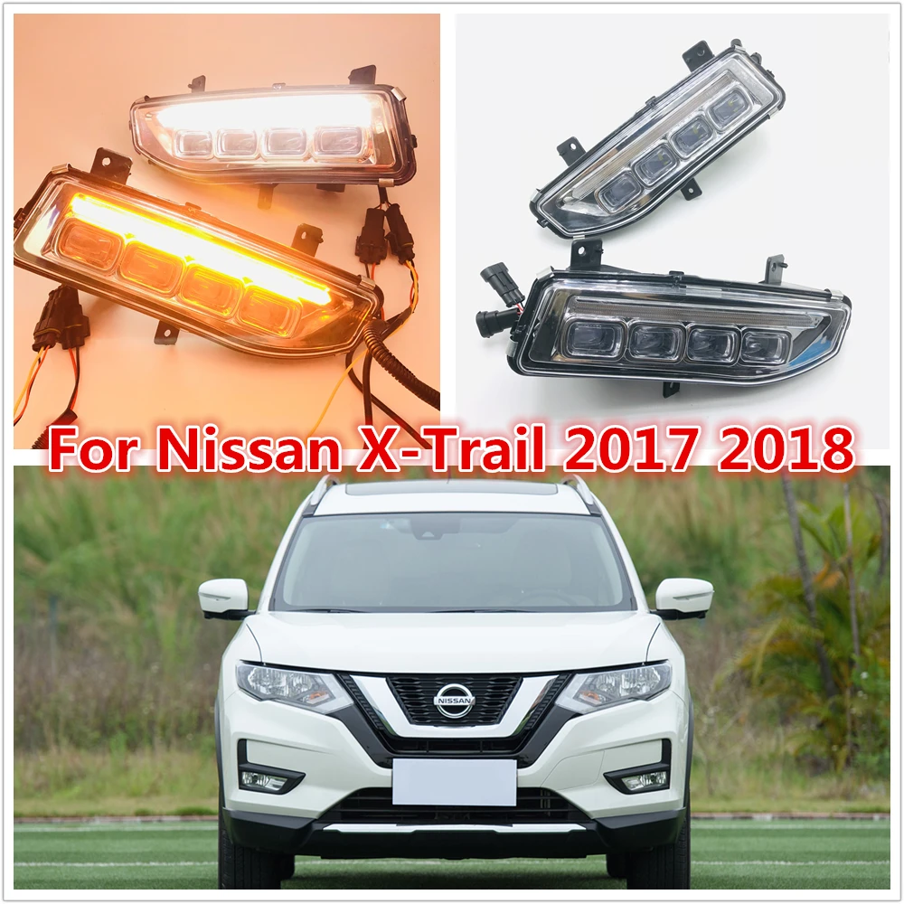 Один набор указателей поворота 12 В светодиодный автомобильный DRL дневные ходовые огни с отверстием для противотуманной фары для Nissan X-trail X trail Xtrail