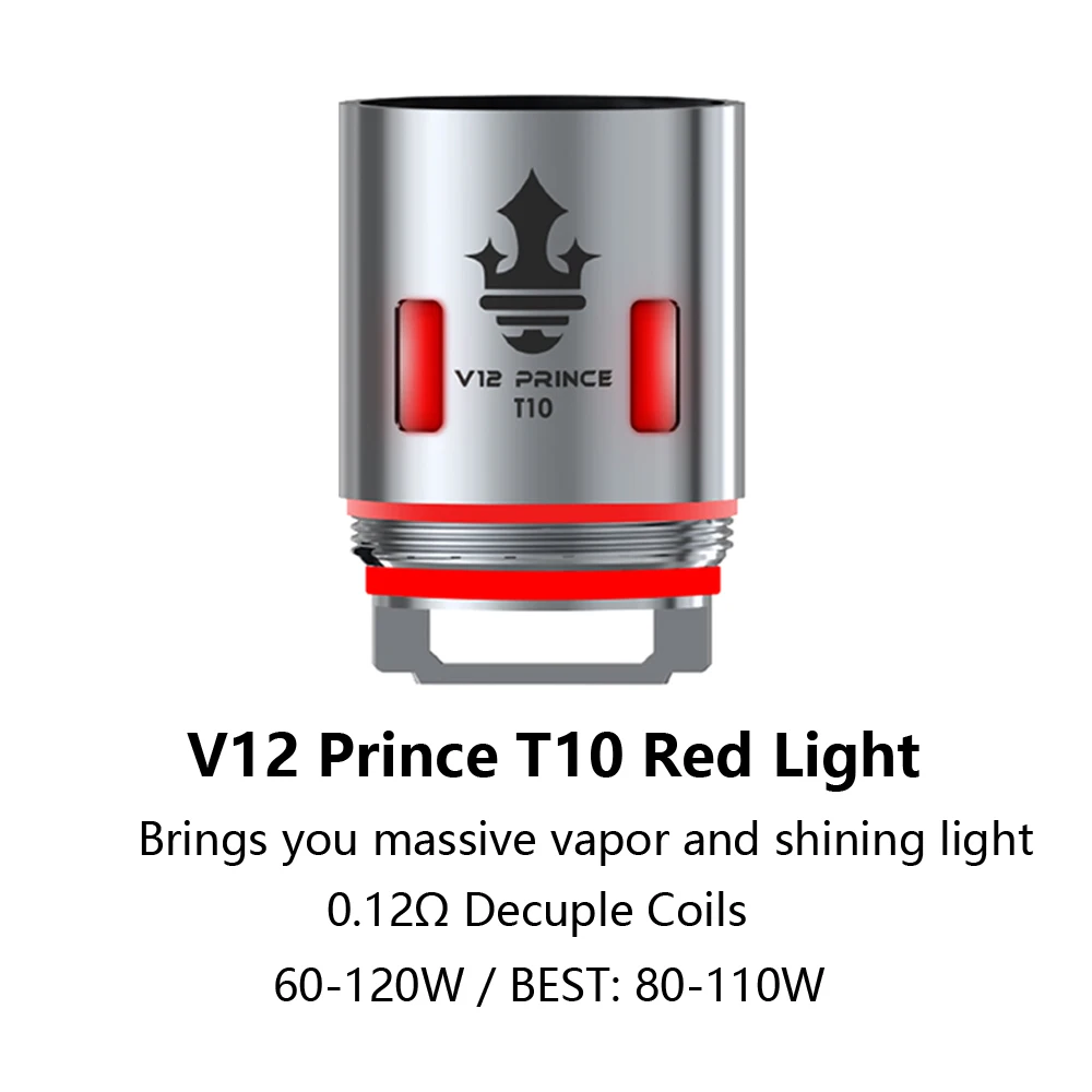 3 шт./лот SMOK TFV12 Prince T10 красный светильник V12 катушка 0.12ohm Vape головное ядро для Tank Resa