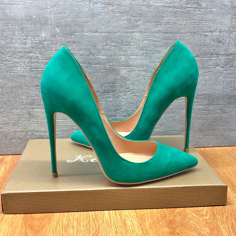 

2019 Fashion free shipping Women lady new green suede leather Poined Toe Stiletto high heel pump HIGH-HEELED SHOES Wedding