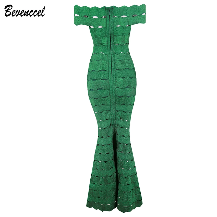 Элегантный летом знаменитости Платья для вечеринок без рукавов с вырезом лодочкой жаккардовая Maxi Dress Vestidos зеленое Бандажное платье