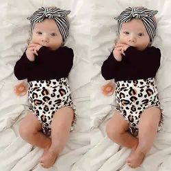 Новинка; модная повседневная одежда для маленьких мальчиков; одежда для маленьких девочек; комбинезон; топы; штаны с леопардовым принтом