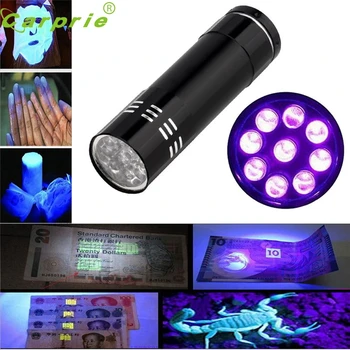 

Super Mini Aluminum UV Ultra Violet 9 LED Flashlight Blacklight Torch Light Lamp Black 170120