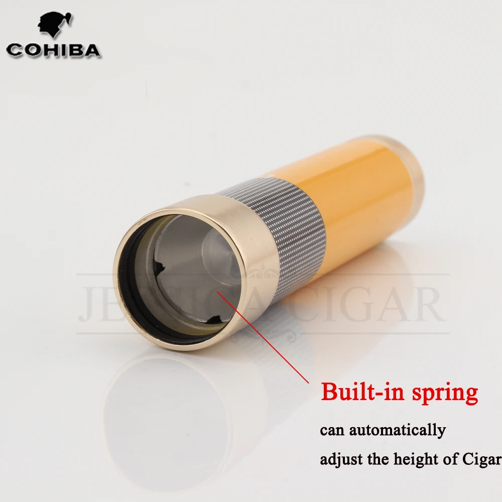COHIBA металлическая прозрачная дорожная трубка для сигар Humidor мини-портсигар портативная коробка для сигар держатель с увлажнителем Fit 1 Cuba Cigar