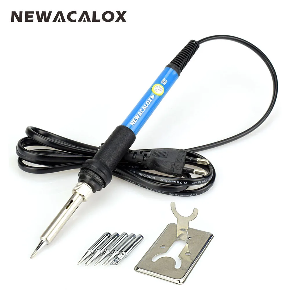 NEWACALOX 220V/110V 60W Electrical Soldering Iron Rework Welding Gun Tool Adjustable Temperature Soldering Station+5 Solder Tip NEWACALOX 220V/110V 60W Electrical Soldering Iron Rework Welding Gun Tool Adjustable Temperature Soldering Station+5 Solder Tip