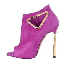 Stylish 120mm Blade Triangle Ankle Boots For Women Cut Out Pink Black Suede Boots Peep Toe Side Zipper Gold-tone Hardware Bootie two tone cut out chain bag