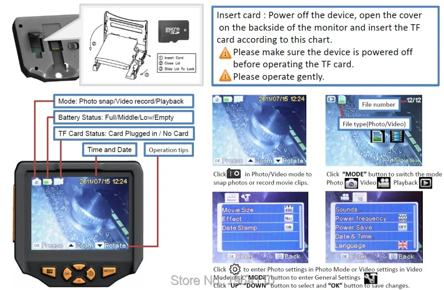 Portable Digital Video Recording #Endoscope with 3.5Inch Full Color LCD Screen & Slim 8.2mm Diameter Probe with 6 Adjustable LED_9