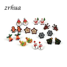 ZRHUA новые модные женские милые серьги-гвоздики со снеговиком на Рождество и Хэллоуин для женщин и девочек, модные ювелирные изделия, милые аксессуары для девочек