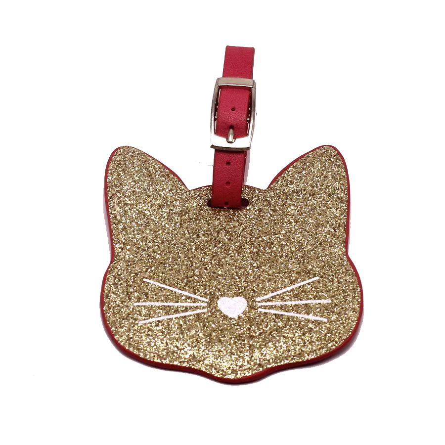 

Zoukane Leather Suitcase Luggage Tag Cat Label Bag Pendant Handbag Travel Accessories Name ID Address Tags LT24