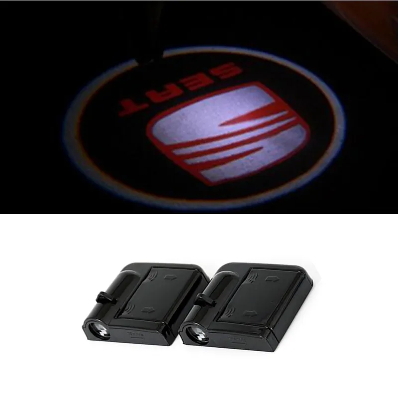 

2Pcs/car logo projector ghost shadow door light step emblem badge for SEAT Ibiza Leon Toledo Alhambra
