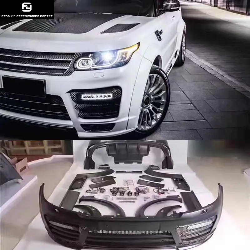 

Wide Car body kit Carbon fiber FRP Unpainted front bumper rear bumper side skirts for Range Rover Sport Mansory style 14-17