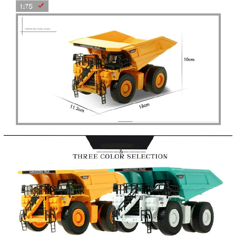 Diecast Mining Dump Truck 1:75 Scale Heavy Construction Vehicle Hobby Model 