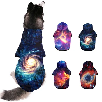 

3D Printed Dog Hoodie For Small Medium Large Dog Fashion Universe Pattern Warm Pet Sweatshirt Fall/Winter Pet Clothes Jacket