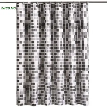 

ZHUO MO Fashion Mosaic Style Bathroom Shower Curtain Thick Waterproof Polyester Mildew Proof Bath Tub Curtain with Hooks
